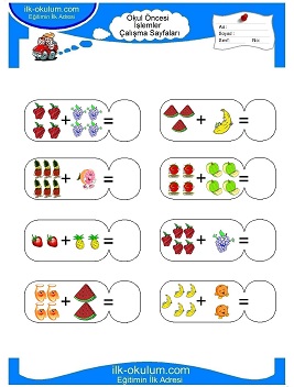 Çocuklar İçin toplam işlemi yaprak testleri 